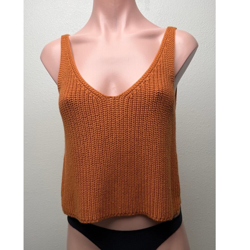 Intermix Rust Orange Ribbed Knit Tank Women S